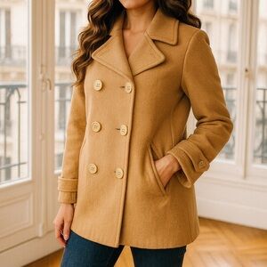 Britches For Women Camel Wool Double Breasted Peacoat